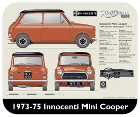 Innocenti Mini Cooper 1300 1973-75 Place Mat, Small